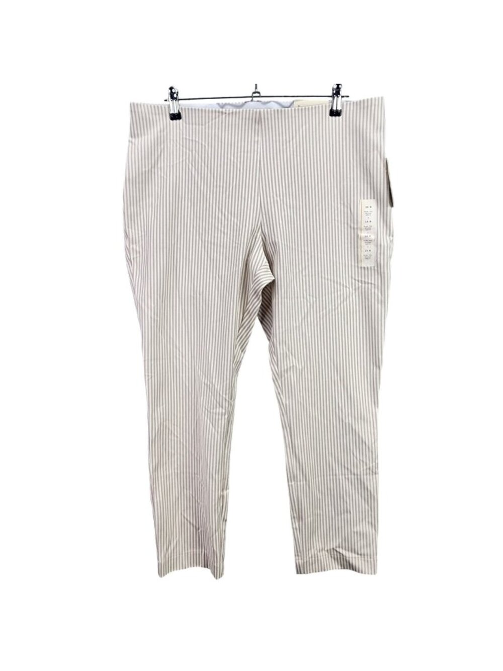Womens A New Day Beige Striped Skinny Ankle Pants Fitted Hip & Thigh Hi Rise 16